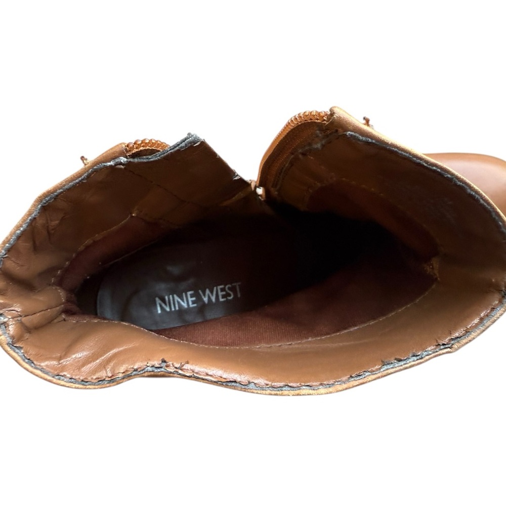Nine West women’s size 7 camel colored 8 inch side zipper healed boots. - Picture 6 of 8